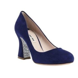 Miu Miu suede & glitter pump
